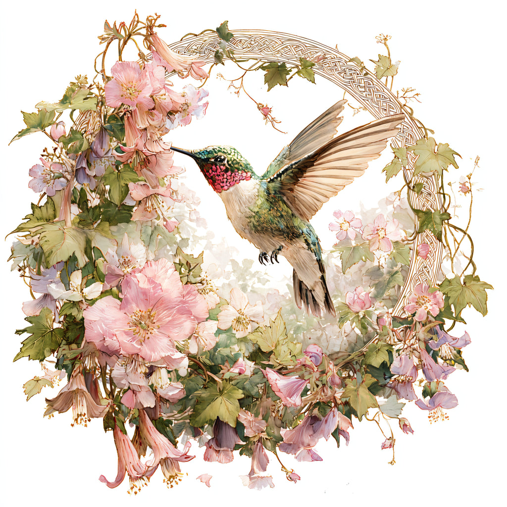 Ruby-Throated Hummingbird and Wild Blossom Wreath Tote Bag