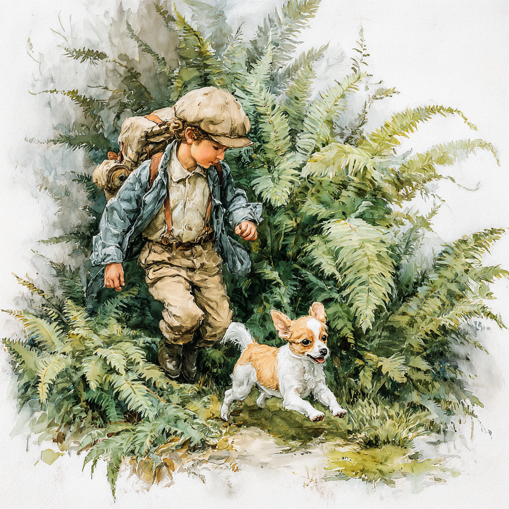 Young Explorer and Chihuahua Watercolor Tote Bag | Adventure Trail Dog Art