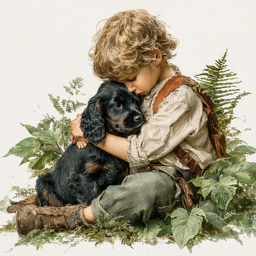 Boy and Cocker Spaniel Watercolor Tote Bag | Friendship Dog Art