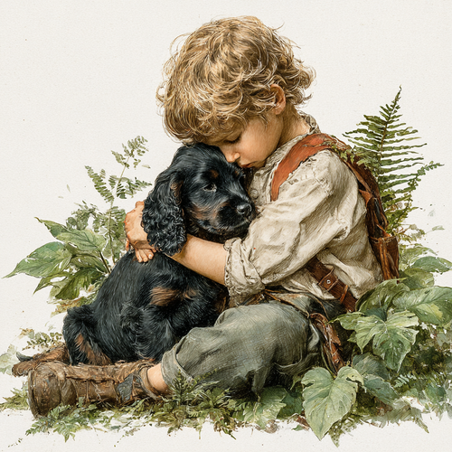 Boy and Cocker Spaniel Watercolor Tote Bag | Friendship Dog Art