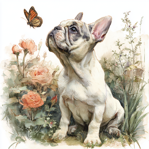 French Bulldog and Monarch Butterfly Tote Bag | Floral Frenchie Garden Art